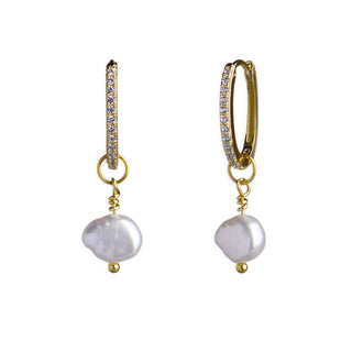 Diamonds And Pearls Oval Hoops