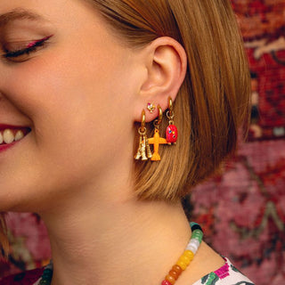 City Icons Earring worn close-up – Anneday