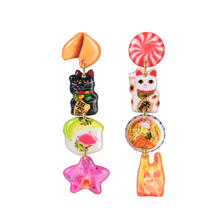 Lucky Cat Earring Set