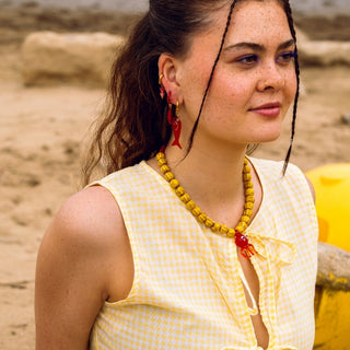 Red Shrimp Earring