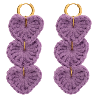 Triple Heart Crochet Earring Set