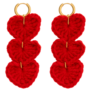 Triple Heart Crochet Earring Set